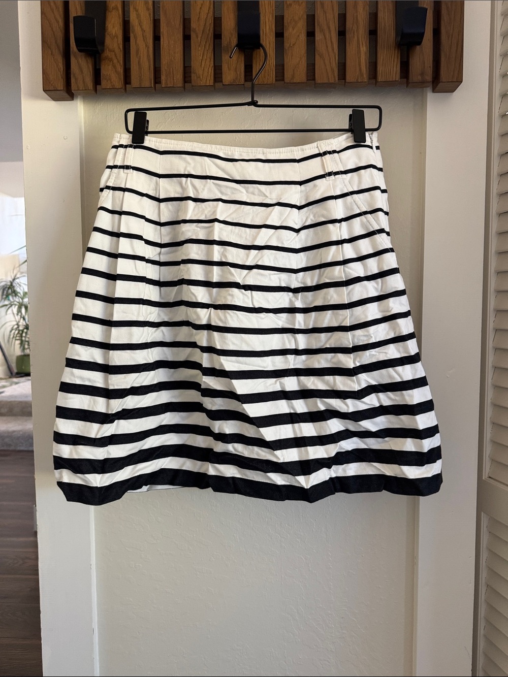 White House Black Market Black & White Striped A-Line Skirt